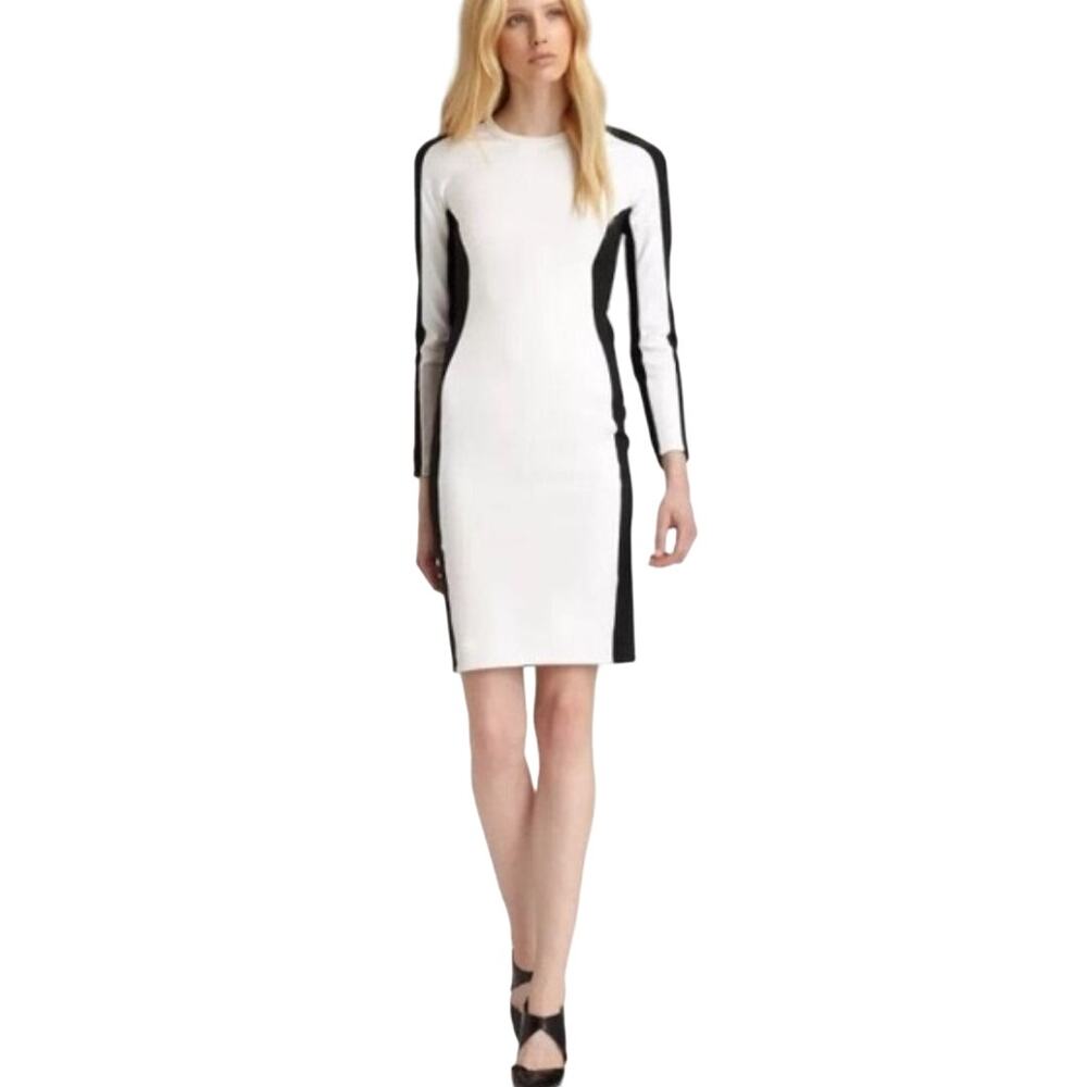 3.1 Phillip Lim Women's Color Block Shadow Midi Dress 10 White Black *Read